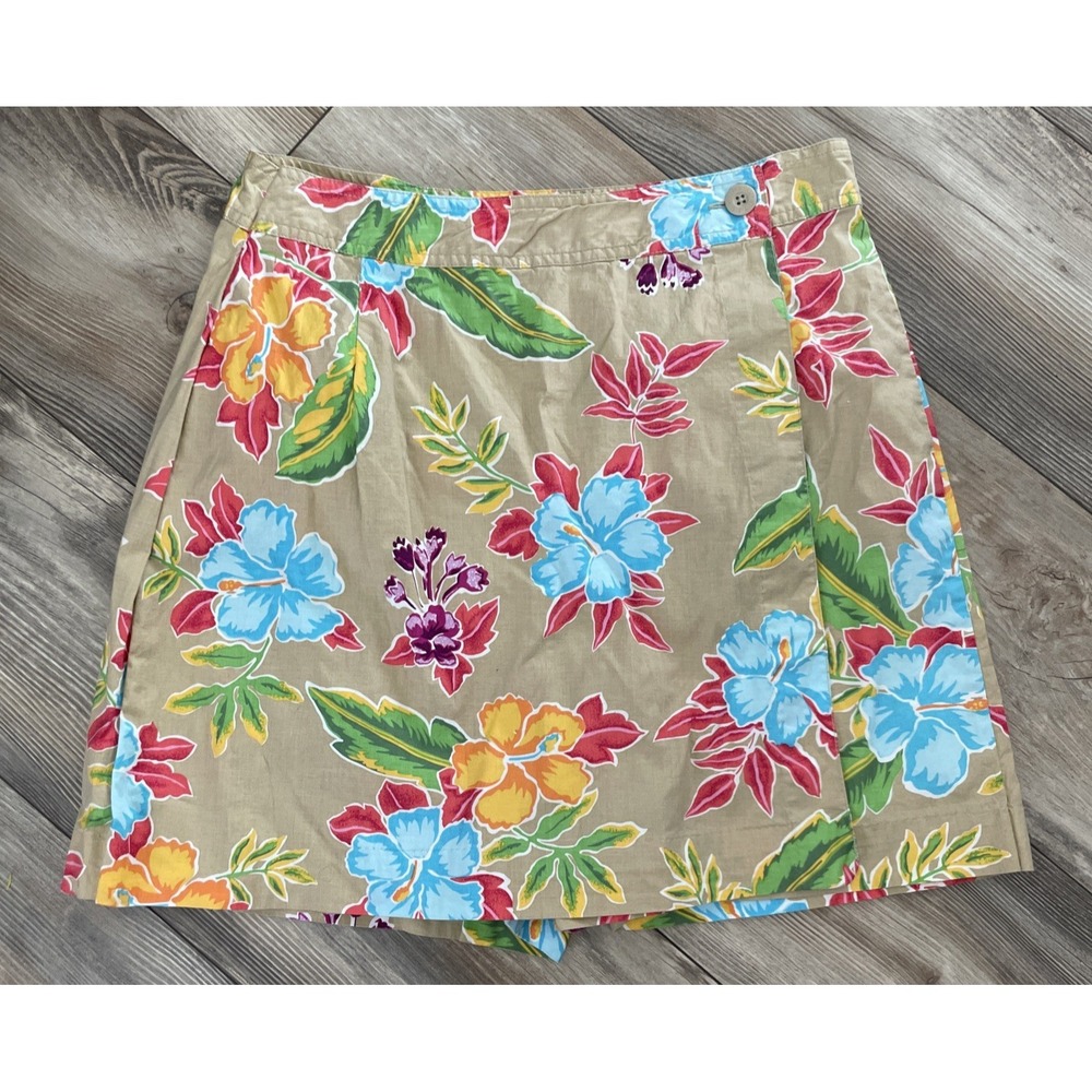 White Stag Size 14 H Floral Short Wrap Skort Vacation Tropical‎ Resortwear